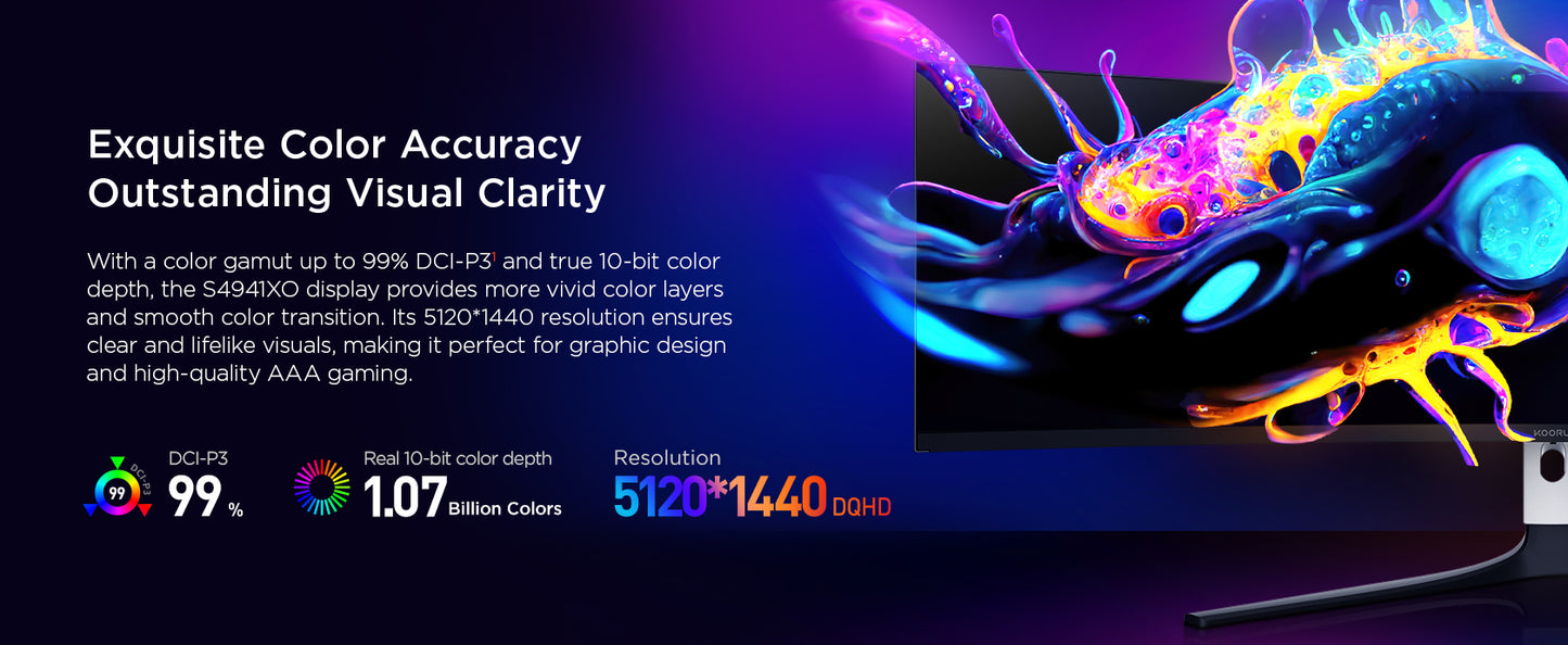 KOORUI S4941XO | 49" DQHD 240Hz 1800R OLED Monitor | AMD FreeSync | GTG 0.03ms