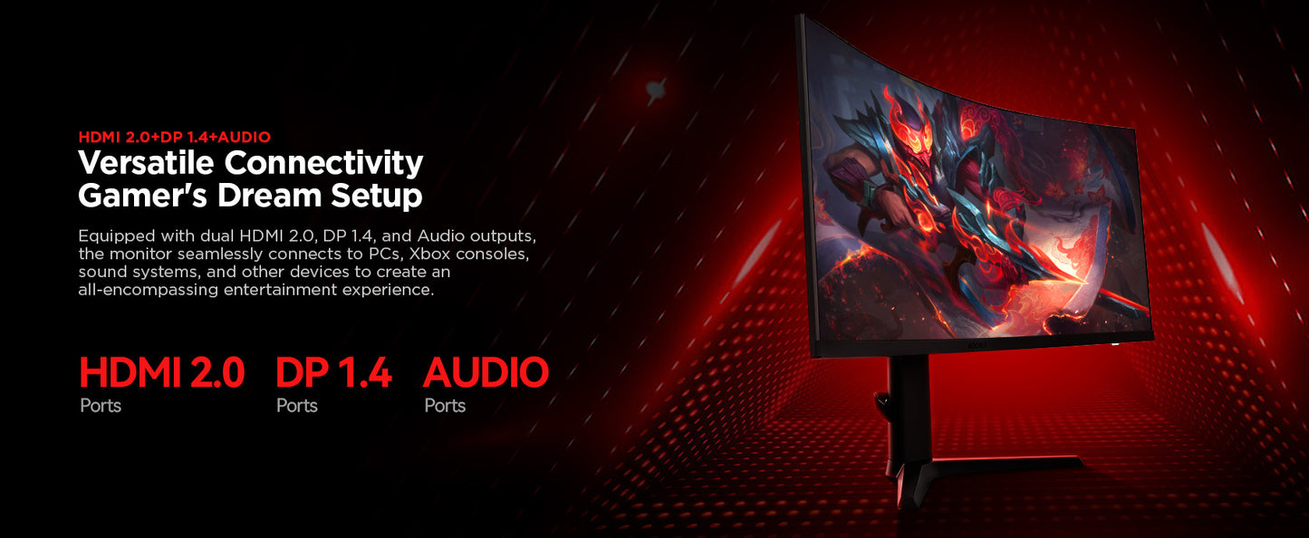 KOORUI G3441VC | 34" WQHD 180Hz 1000R Gaming Monitor | VESA Adaptive Sync | 21:9 Wide Screen | MPRT 1ms