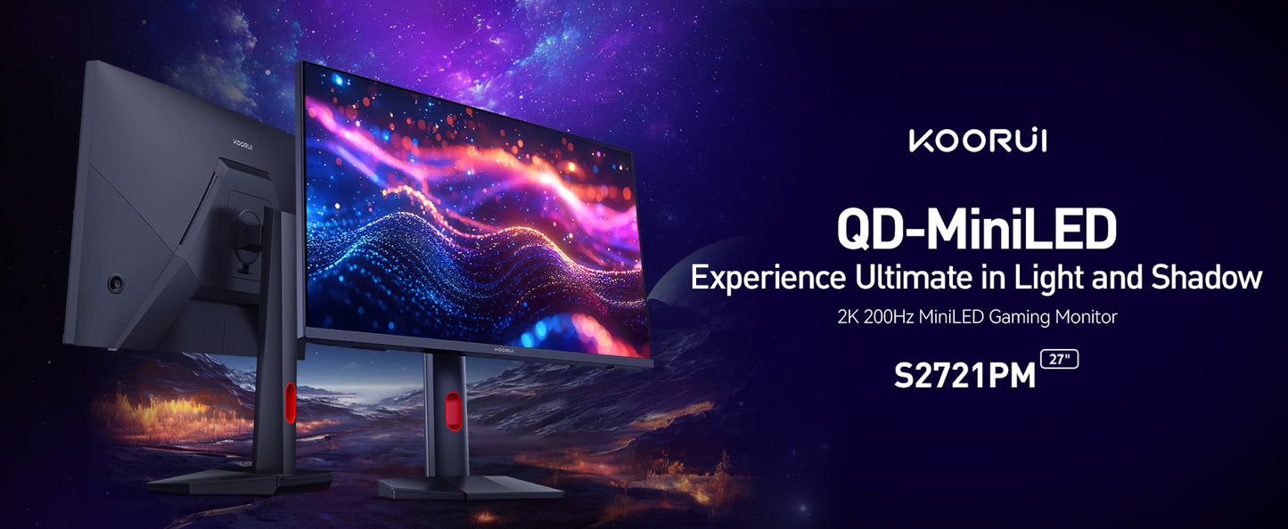 KOORUI S2721PM | 27" QHD 200Hz miniLED Monitor | AMD FreeSync | DIC 1ms | HDR 1000