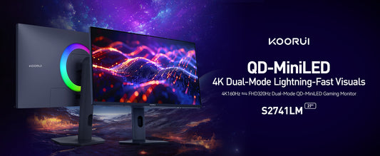 KOORUI S2741LM | 27" 320HZ@FHD / 180HZ@UHD miniLED Monitor | AMD FreeSync | 10bit | DIC 1ms | HDR 1400