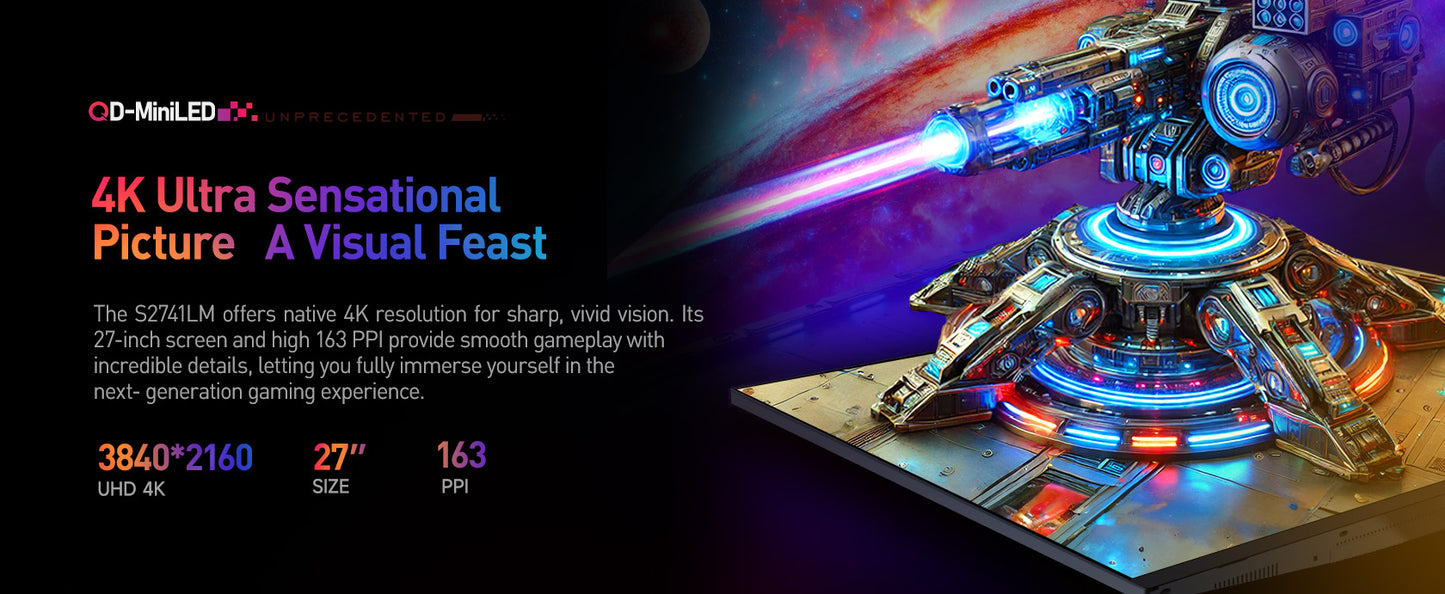 KOORUI S2741LM | 27" 320HZ@FHD / 180HZ@UHD miniLED Monitor | AMD FreeSync | 10bit | DIC 1ms | HDR 1400
