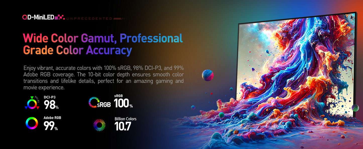 KOORUI S2741LM | 27" 320HZ@FHD / 180HZ@UHD miniLED Monitor | AMD FreeSync | 10bit | DIC 1ms | HDR 1400