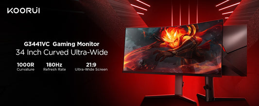 KOORUI G3441VC | 34" WQHD 180Hz 1000R Gaming Monitor | VESA Adaptive Sync | 21:9 Wide Screen | MPRT 1ms
