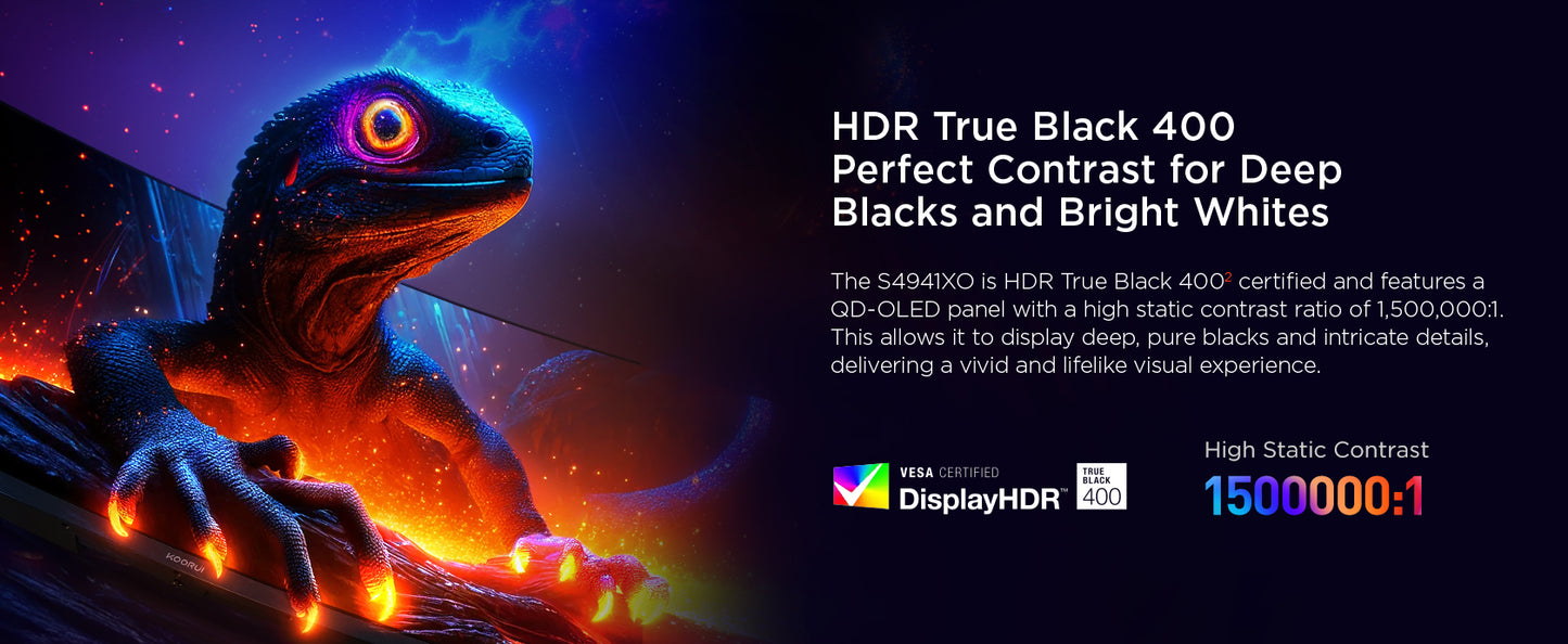 KOORUI S4941XO | 49" DQHD 240Hz 1800R OLED Monitor | AMD FreeSync | GTG 0.03ms